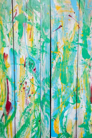 Colorful painted wood wallの写真素材