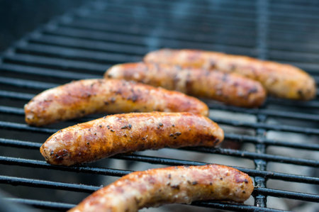 tasty sausages on the BBQの写真素材