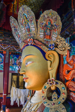 Sacred Tibetan ritual dance called Cang - dance dancing Lam in one of the Tibetan monasteriesの写真素材