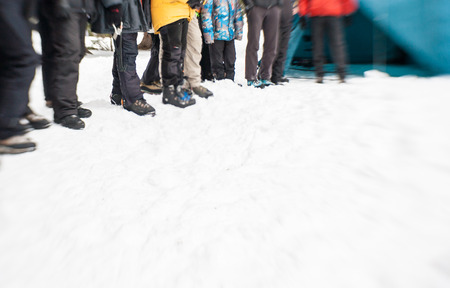 people on winter mountaineering competitionsの写真素材