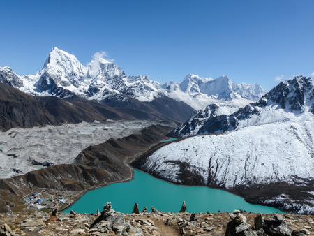 The world's largest glacier Khumbu originating from the highest peak of the worldの写真素材