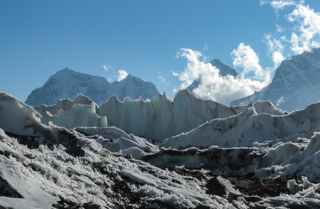 The world's largest glacier Khumbu originating from the highest peak of the world