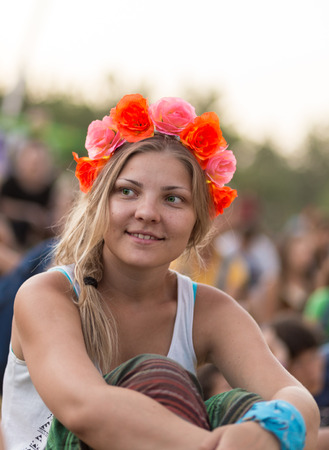 Girl on ethnic festival. Bright colorful and beautiful.のeditorial素材