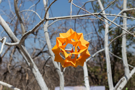 Bright street lamp on the ethno festival