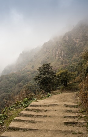 Stone path in the mountains leading to the peakの写真素材