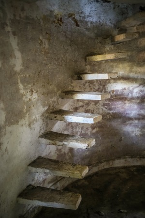 Upside view of a spiral staircase in Indiaの写真素材
