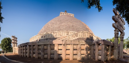 Ancient Great Stupa in Sanchi, in the Indiaの写真素材