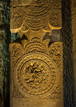 Carved stone decoration in the Indian temple