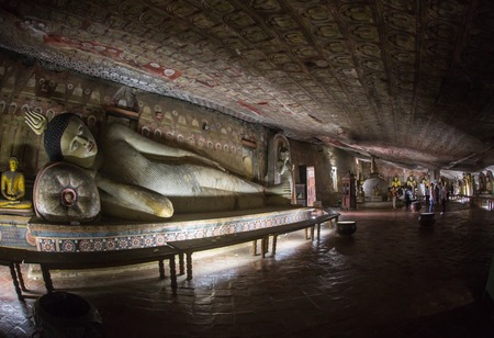 Buddha statues in Dambulla Cave Temple, Sri lankaのeditorial素材