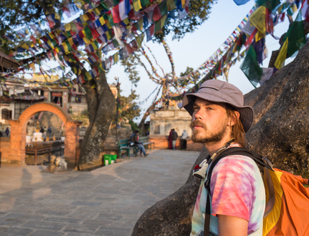 A man near the Buddhist stupa - Tourist