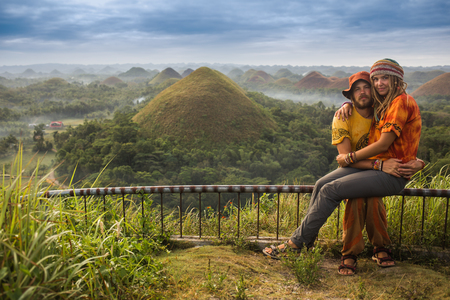 View of the Chocolate Hills in  Bohol, Philippinesの写真素材