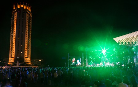 Cosmos Village, Almaty Province, Kazakhstan - 16 August 2015: The festival of ethnic music Forey, a lot of people gathers on this holiday to relax and have  fun.のeditorial素材