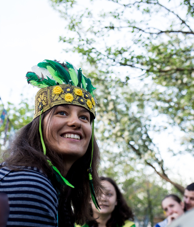 Cosmos Village, Almaty Province, Kazakhstan - 16 August 2015: The festival of ethnic music Forey, a lot of people gathers on this holiday to relax and have  fun.のeditorial素材