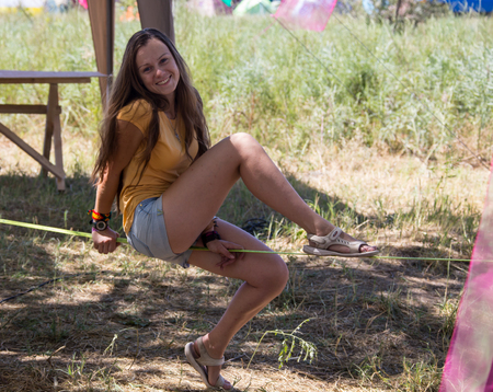 Portrait of happy young girls on holi color  festivalのeditorial素材