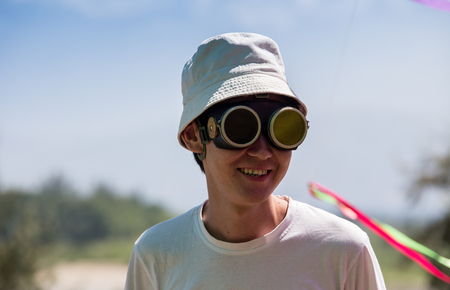 Portrait of a young smiling man on holi color  festivalのeditorial素材