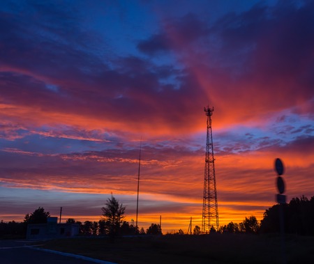 Beautiful Bright Cityscape Sunset at Trang Thailandの写真素材