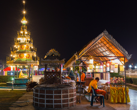 CHIANG RAI / THAILAND - FEBRUARY 10 2016: ovices monk vipassana meditation at front of Buddha statue.のeditorial素材