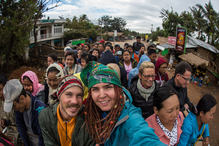FALAM, MYANMAR - JUNE 17 2015: Local boy smiling at the start of the monsoon season in the recently opened to tourists Chin State region of Western Myanmar (Burma)のeditorial素材