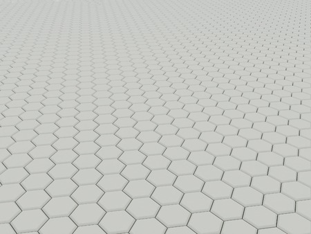White geometric hexagonal abstract background. 3d rendering
