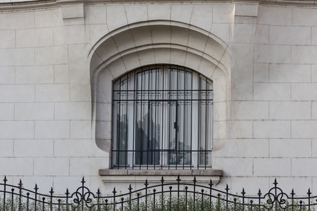 Window on a red brick wall with vintage tone