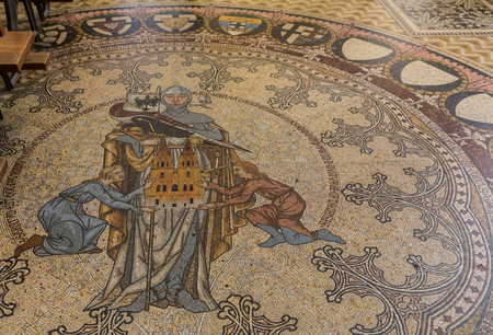 VENICE, ITALY - OCTOBER 12, 2016: mosaic floor of Santa Maria e San Donato Church in Murano, Venice. This church is known for its twelfth century Byzantine mosaic pavementのeditorial素材