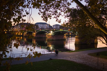 Planty park in the night, Krakow, Polandの写真素材