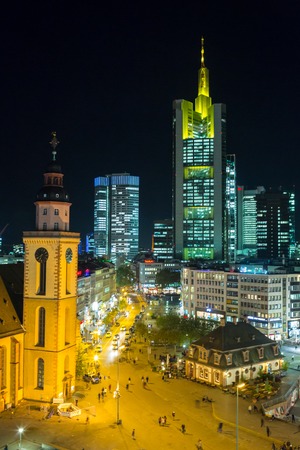 night scene of modern cityの写真素材