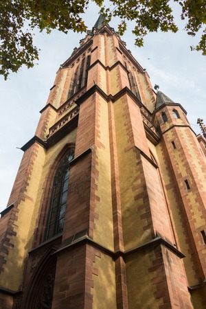 Front view of the majestic church with a towerの写真素材