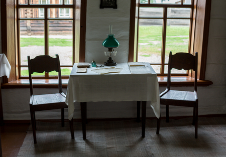 old office Lenins desk in Shushinskoe, Russiaの写真素材