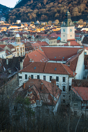 Brasov, Transylvania, Romania - Novemrer 19, 2016: the central square of the old town. Brasov....