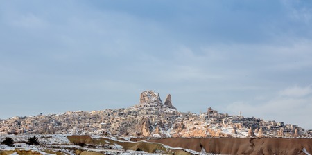 Town of Uchisar at the sunrise, Cappadociaの写真素材