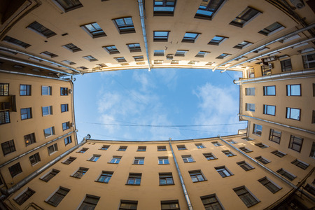Ancient hight courtyards sky round St. Petersburgの写真素材