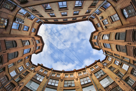 Ancient hight courtyards sky round St. Petersburgの写真素材