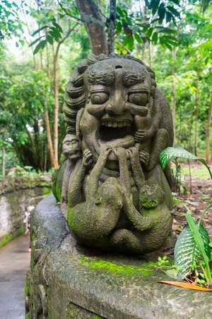 Traditional Balinese stone sculpture art and culture at Bali, Indonesiaの写真素材