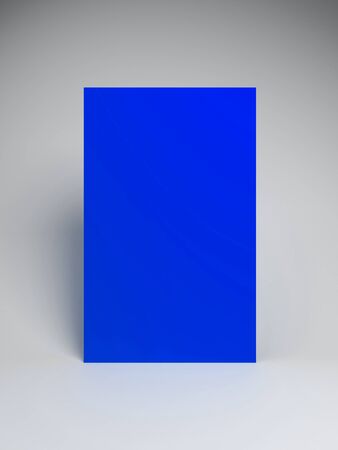 3d rendered abstract podium background - Abstract, 3d rendered white background with blue rectangleの写真素材