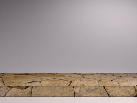 Background for cosmetic product branding, identity and packaging inspiration. light masonry podium with tan color background. 3d rendering illustration.の写真素材