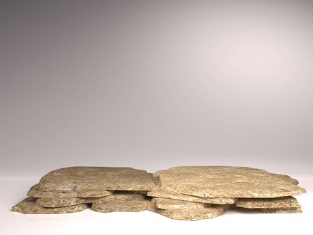 Pedestal Front View minimal podium modern space object clean simple design white 3d render stone light masonryの写真素材