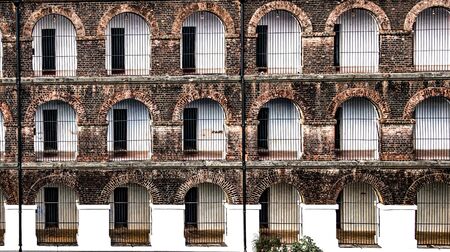 Solitary Cells of Cellular Jail, once used by Britishers to confine and exile political prisoners taking part in Indian Freedom Struggle. Now a historical monument.のeditorial素材