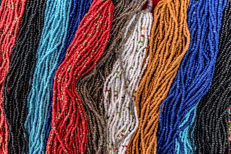 Beautiful and multicolored necklace made by small beads, generally used as an accessory by Indian...
