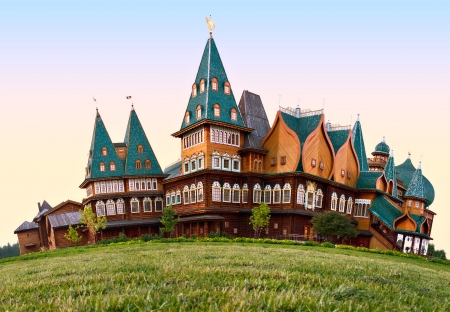 A wooden residence of the Russian Tsars in Kolomenskoye, Moscow, Russiaのeditorial素材