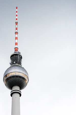 The famous Tv Tower of Berlin located at the  Alexanderplatz   The tower is 365 meters tall and one of the landmarks of the City のeditorial素材
