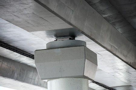 Close-up of the concrete support of an elevated roadの写真素材