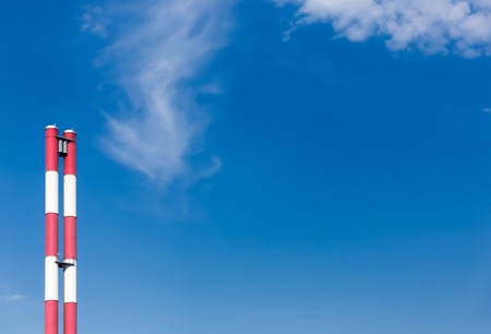 Red and white tubes on the sky background