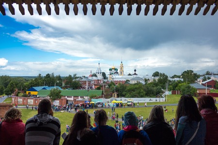 KOLOMNA, RUSSIA - JUNE 12: People looking at Kremlin at 837th anniversary of Kolomna on June 12, 2014 in Kolomna. Kolomna has a kremlin, which is a citadel similar to the more famous one in Moscow.のeditorial素材