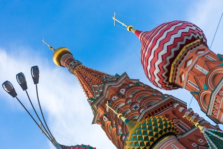 Cupolas of the Saint Basil`s orthodox cathedral in Moscow, Russiaのeditorial素材