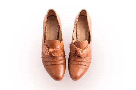 Brown shoes isolated on the white backgroundの写真素材