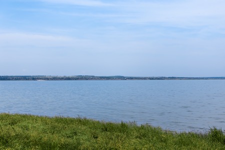 Sea and the grass on the shore