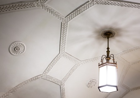 Chandelier in Park Kultury metro station in Moscow, Russiaのeditorial素材