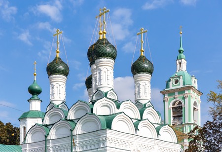 The cupolas of Chernigov Martyrs church in Moscow, Russiaの写真素材
