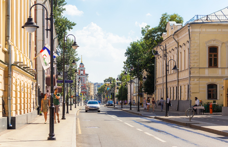 MOSCOW - AUGUST 7, 2016: View of Pyatnitskaya street with historical buildings. This area was reconstructed in 2014.のeditorial素材